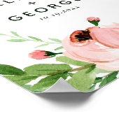 Roze bloemenkranstrouwdag poster (Hoek)
