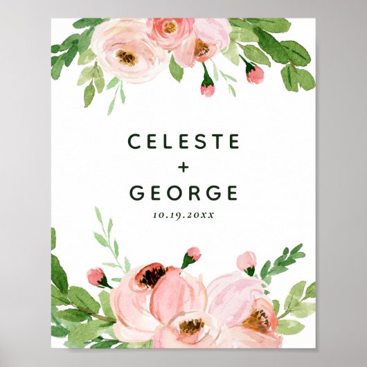 Roze bloemenkranstrouwdag poster (Voorkant)