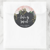 Roze bloemenkrijt liefde is lief sticker bruiloft (Tas)