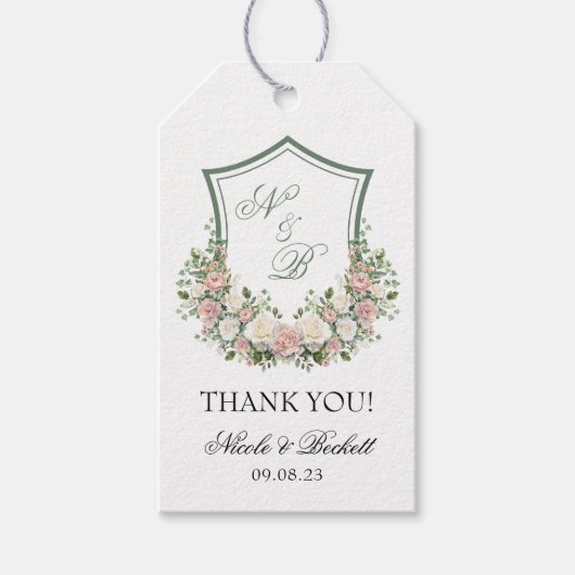 Roze Bloemenkroon Cadeaulabel (Voorkant)