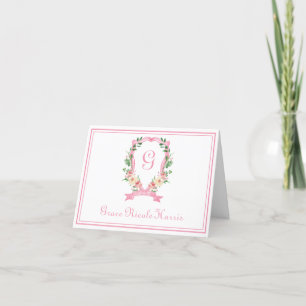 Roze bloemenkroon gevouwen dankkaart bedankkaart