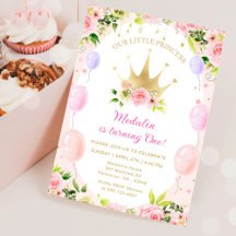 Roze bloemenkroon prinses 1e verjaardag