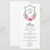 Roze Bloemenkroon Trouwfeest Menu (Voorkant / Achterkant)
