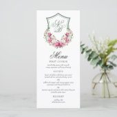 Roze Bloemenkroon Trouwfeest Menu (Staand voorkant)