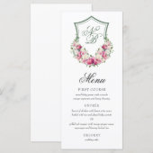 Roze Bloemenkroon Trouwfeest Menu (Voorkant / Achterkant)