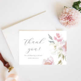 roze bloemenkruid quinceañera dank u kaart