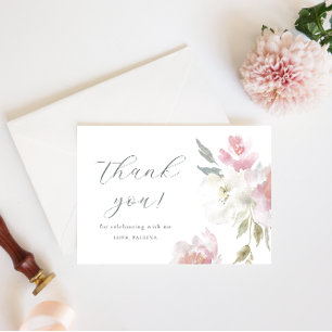  roze bloemenkruid quinceañera dank u kaart