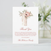 Roze bloemenkruis Doop Bedankkaart (Staand voorkant)