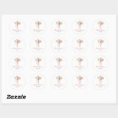 Roze bloemenkruis Doop Ronde Sticker (Vel)