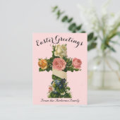 Roze Bloemenkruis Easter Religious Briefkaart (Staand voorkant)