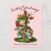 Roze Bloemenkruis  Easter Religious Briefkaart (Voorkant)