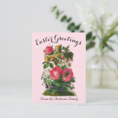 Roze Bloemenkruis Easter Religious Briefkaart (Staand voorkant)