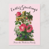 Roze Bloemenkruis  Easter Religious Briefkaart (Voorkant)
