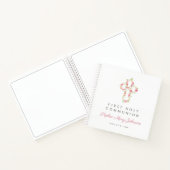 Roze Bloemenkruis Eerste Communie Gastboek Notitieboek (Binnen)