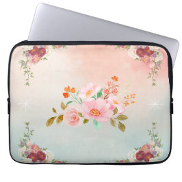 Roze bloemenkunst, bloeiende bloemen laptop sleeve