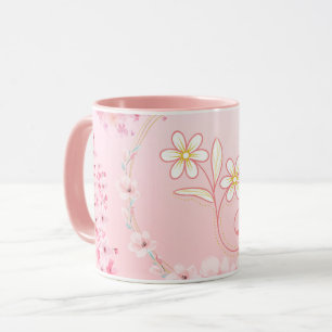 Roze Bloemenkunst, Lente Zegen Mok