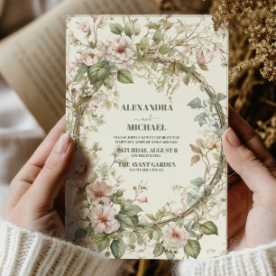 roze bloemenkunst nouveau bruiloft kaart