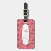 Roze bloemenlelie pilly patroonnaam bagagelabel (Voorkant verticaal)
