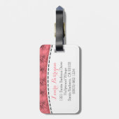 Roze bloemenlelie pilly patroonnaam bagagelabel (Achterkant verticaal)