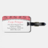 Roze bloemenlelie pilly patroonnaam bagagelabel (Achterkant horizontaal)