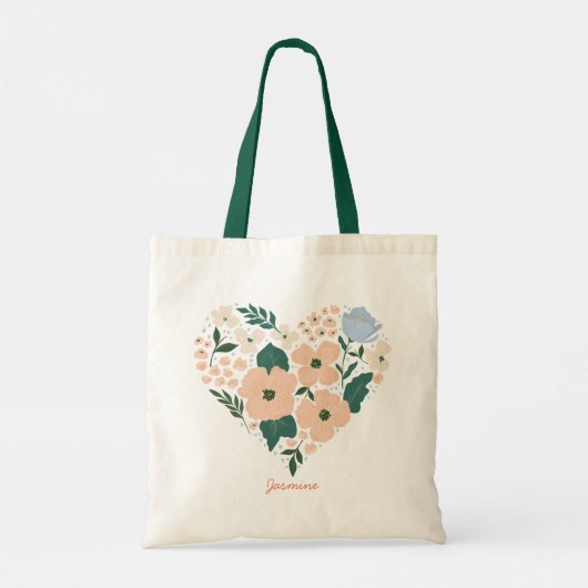 Roze Bloemenliefde & Hart Tote Bag (Achterkant)