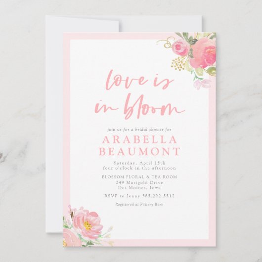 Roze bloemenliefde is in bloei Vrijgezellenfeest Kaart (Voorkant)