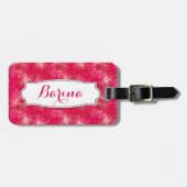 Roze bloemenlilly pilly patroon genaamd bagagelabe bagagelabel (Voorkant horizontaal)