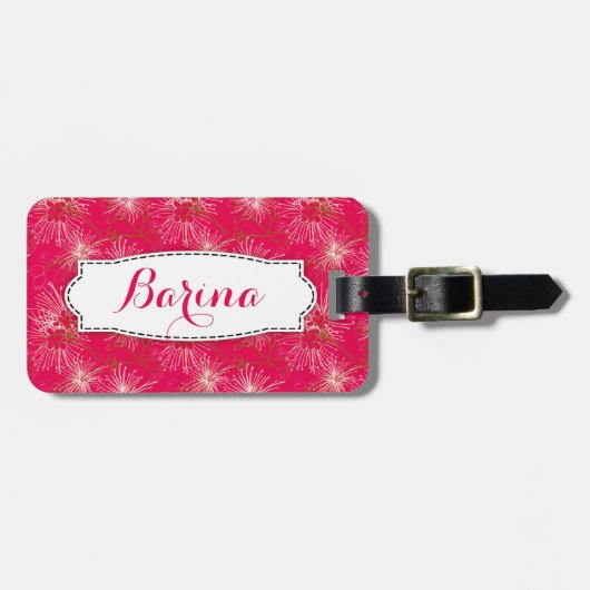 Roze bloemenlilly pilly patroon genaamd bagagelabe bagagelabel (Voorkant horizontaal)