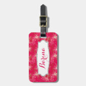 Roze bloemenlilly pilly patroon genaamd bagagelabe bagagelabel (Voorkant verticaal)