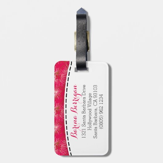 Roze bloemenlilly pilly patroon genaamd bagagelabe bagagelabel (Achterkant verticaal)