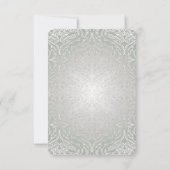 Roze Bloemenlint Zilveren Damast Save the date (Achterkant)