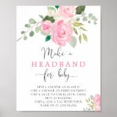 Roze bloemenmaak een hoofdband voor baby shower poster (Voorkant)