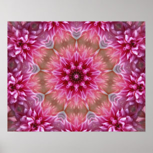 ROZE BLOEMENMANDALA-KALEIDOSCOOPKUNST POSTER