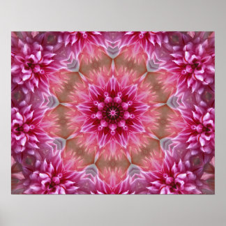 ROZE BLOEMENMANDALA-KALEIDOSCOOPKUNST POSTER