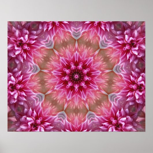 ROZE BLOEMENMANDALA-KALEIDOSCOOPKUNST POSTER (Voorkant)