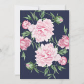 Roze Bloemenmarine achtergrond bruiloft uitnodigin Kaart (Achterkant)