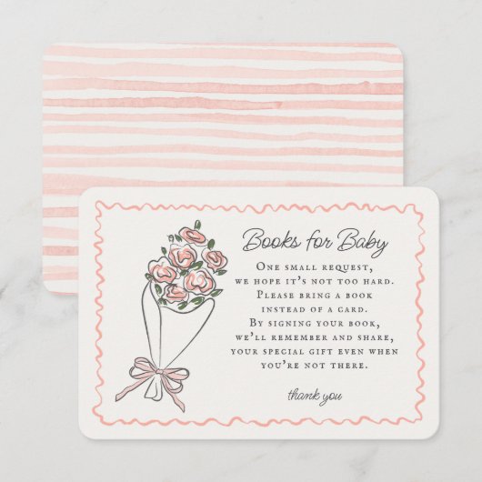 Roze Bloemenmarkt Bloemen Boeken voor Baby Insert Informatiekaartje (Voorkant / Achterkant)