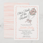 Roze Bloemenmarkt Bloemen Bruids Douche Uitnodigin Kaart (Voorkant / Achterkant)