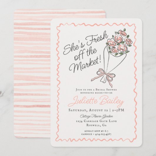 Roze Bloemenmarkt Bloemen Bruids Douche Uitnodigin Kaart (Voorkant / Achterkant)