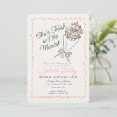 Roze Bloemenmarkt Bloemen Bruids Douche Uitnodigin Kaart (Staand voorkant)