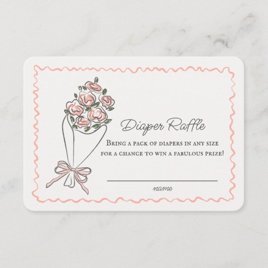 Roze Bloemenmarkt Bloemen Luier Raffle Insert Informatiekaartje (Voorkant)