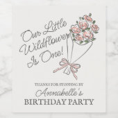 Roze Bloemenmarkt Frisse Bloemen Verjaardag Wijn Etiket (Enkel label)