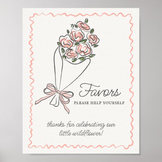 Roze Bloemenmarkt Frisse Bloemengunsten Teken Poster (Voorkant)