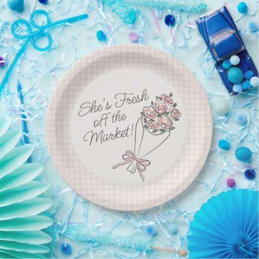 Roze Bloemenmarkt Verse Bloem Bruidsdouche Papieren Bordje (Feest)