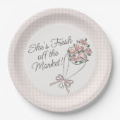 Roze Bloemenmarkt Verse Bloem Bruidsdouche Papieren Bordje (Voorkant)