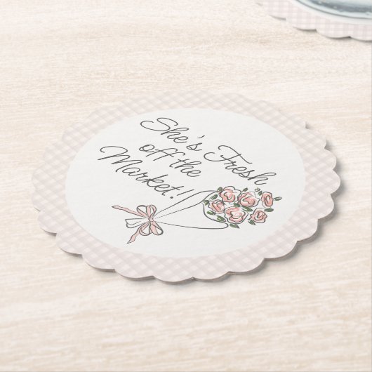 Roze Bloemenmarkt Verse Bloem Bruidsfeest Kartonnen Onderzetters (Gekanteld)