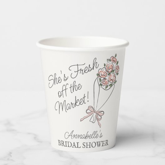 Roze Bloemenmarkt Verse Bloemen Bruidsdouche Papieren Bekers (Achterkant)