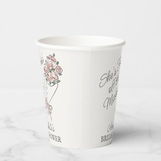 Roze Bloemenmarkt Verse Bloemen Bruidsdouche Papieren Bekers (Rechts)