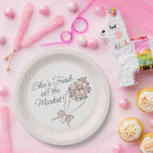 Roze Bloemenmarkt Verse Bloemen Bruidsdouche Papieren Bordje (Feest)