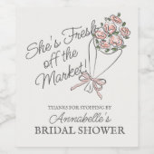 Roze Bloemenmarkt Verse Bloemen Bruidsdouche Wijn Etiket (Enkel label)